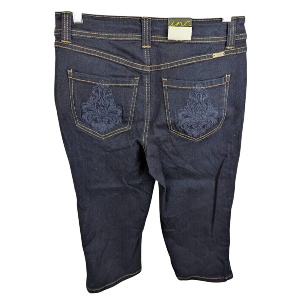 INC International Concepts Cropped Straight Leg Jeans Women's Size 4 Dark Wash